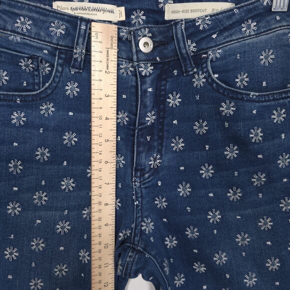 PILCRO ANTROPOLOGIE High Rise Bootcut Jeans Floral Print Blue Size 28 - Picture 4 of 14